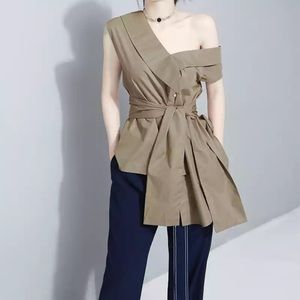 ❌SOLD❌ Khaki Asymmetrical Blouse